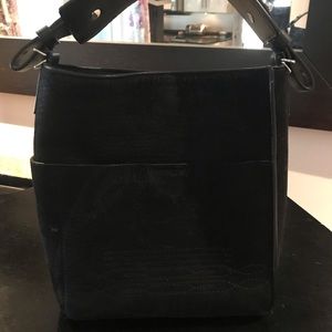 All Saints Black suede handbag.